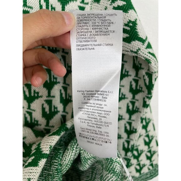 NWT Gucci Kids Half Zip Pullover Sweater In Green&White Size 6 - Picture 10 of 10